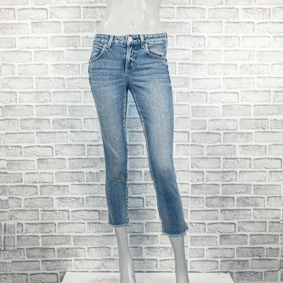 AMO denim Women's KATE Raw cropped Jeans in Blue Girl Crush sz 26 - Picture 1 of 10